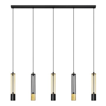 LED Chandelier on a string BARS 5xGU10/4,8W/230V black/golden