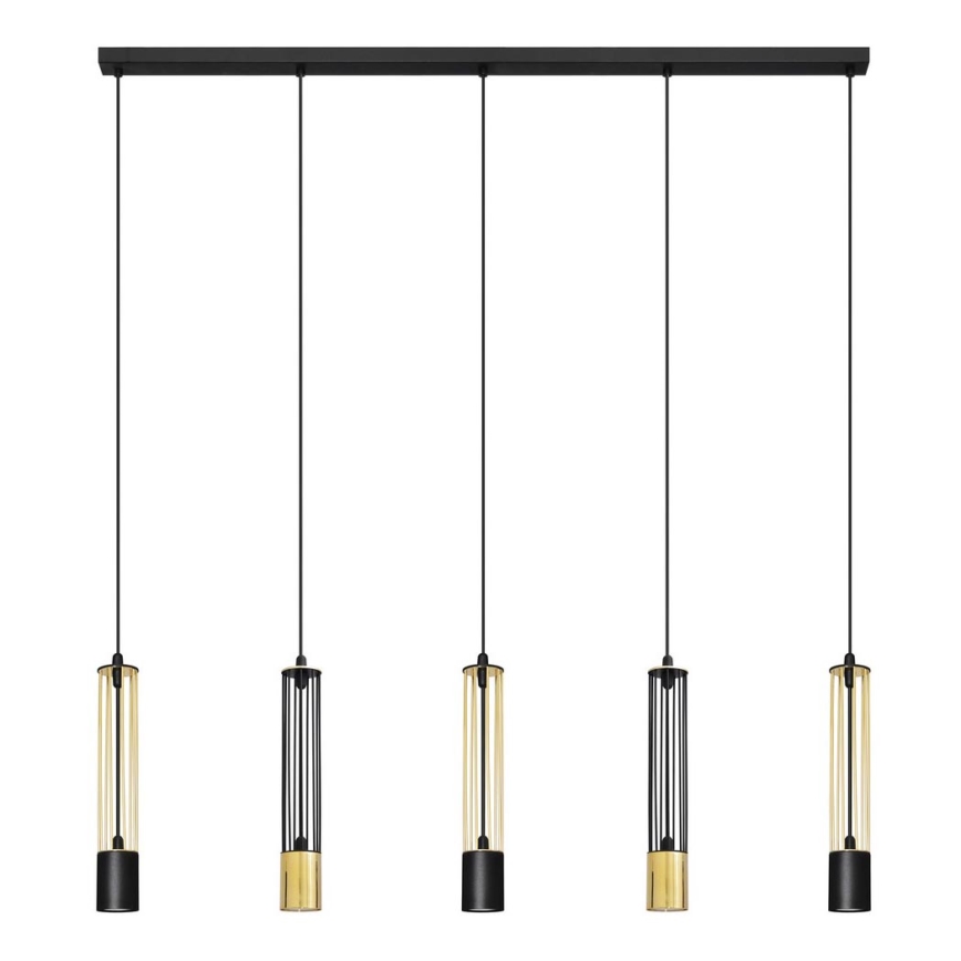 LED Chandelier on a string BARS 5xGU10/4,8W/230V black/golden