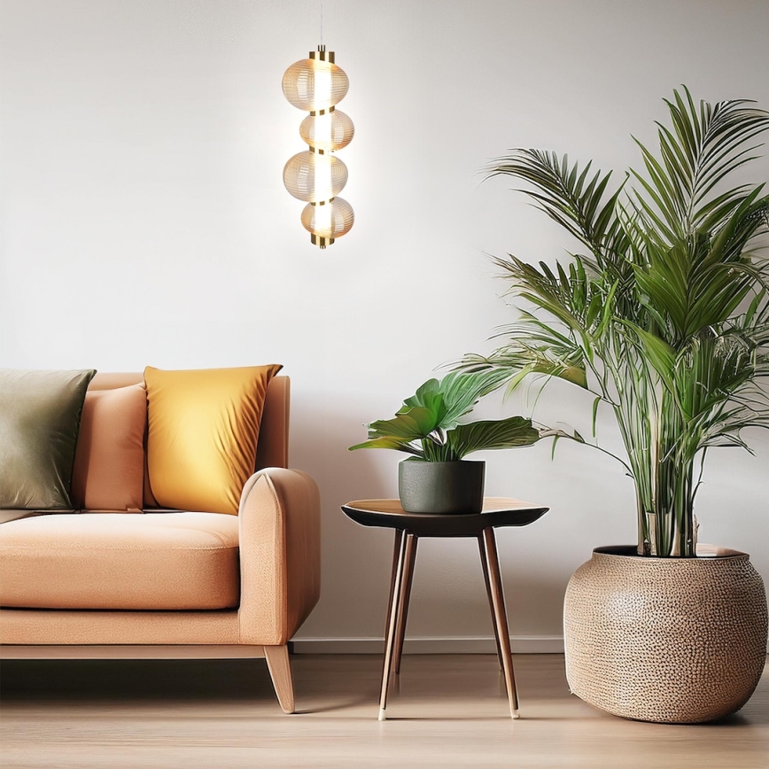 LED Chandelier on a string BOLLA LED/17W/230V d. 16 cm gold/smoky