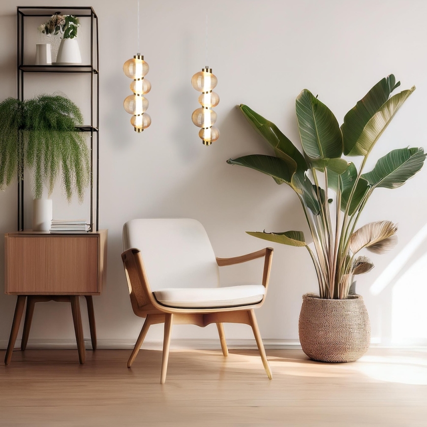 LED Chandelier on a string BOLLA LED/17W/230V d. 16 cm gold/smoky