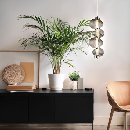 LED Chandelier on a string BOLLA LED/17W/230V d. 16 cm shiny chrome/smoky