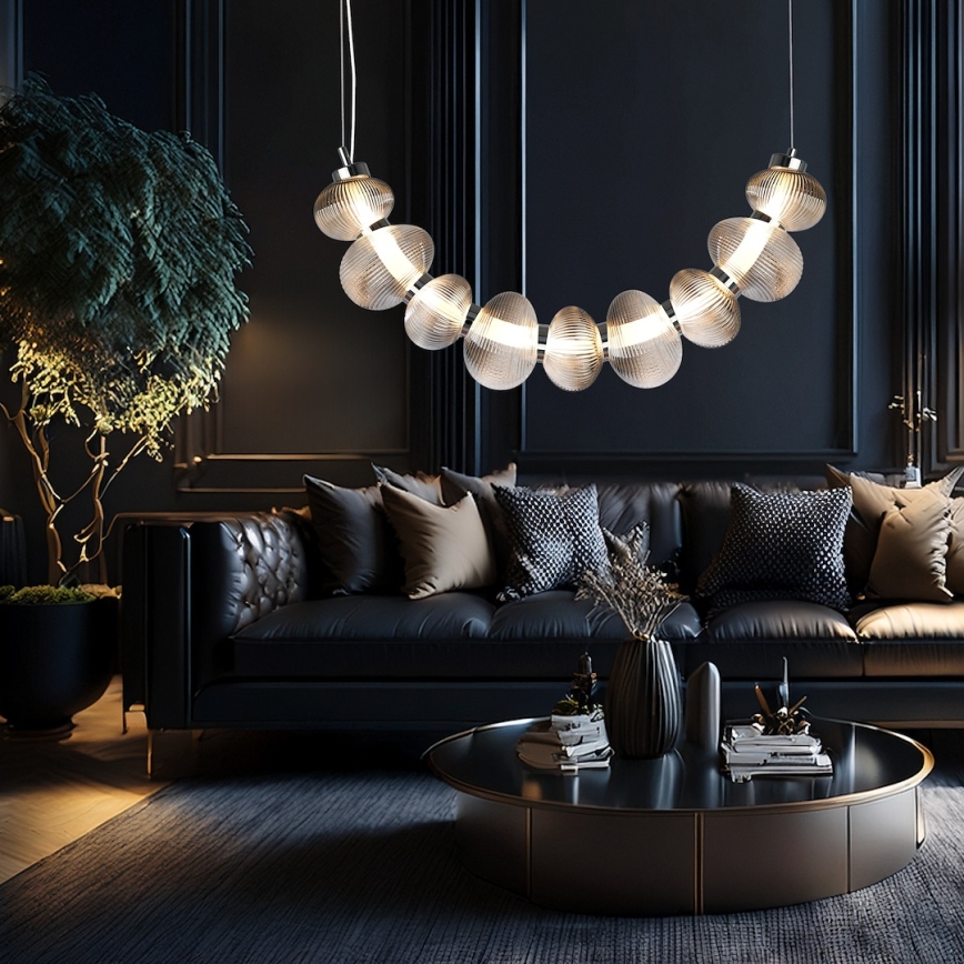 LED Chandelier on a string BOLLA LED/36W/230V shiny chrome/smoky