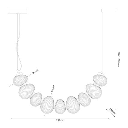 LED Chandelier on a string BOLLA LED/36W/230V shiny chrome/smoky