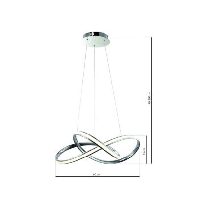 LED Chandelier on a string CAPPIO LED/36W/230V shiny chrome