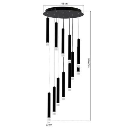 LED Chandelier on a string CARBON 12xLED/12W/230V