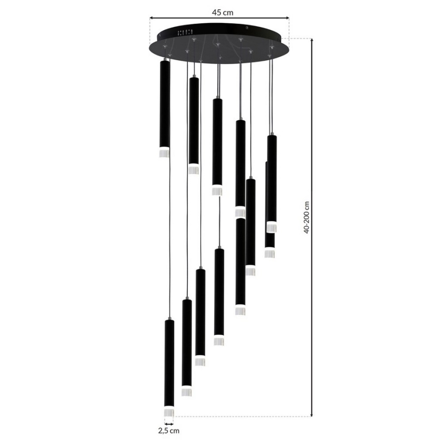LED Chandelier on a string CARBON 12xLED/12W/230V