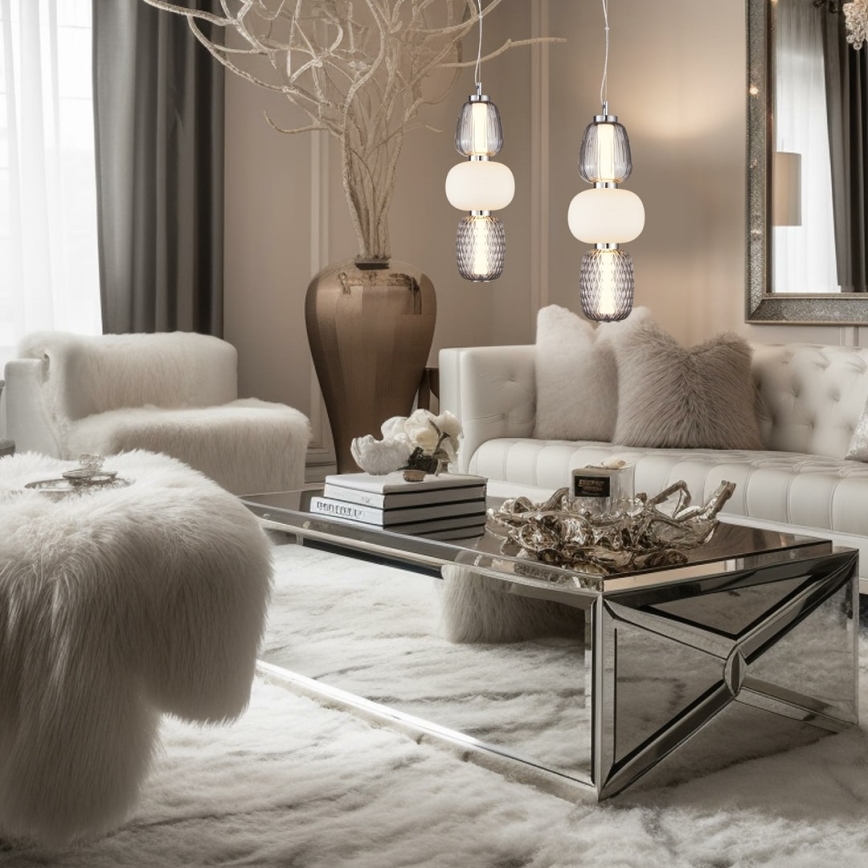 LED Chandelier on a string CARO LED/28W/230V shiny chrome