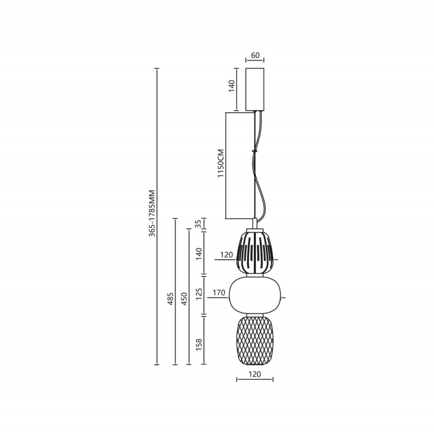 LED Chandelier on a string CARO LED/28W/230V shiny chrome