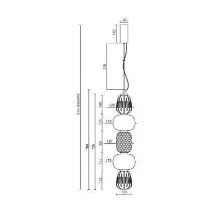 LED Chandelier on a string CARO LED/40W/230V gold