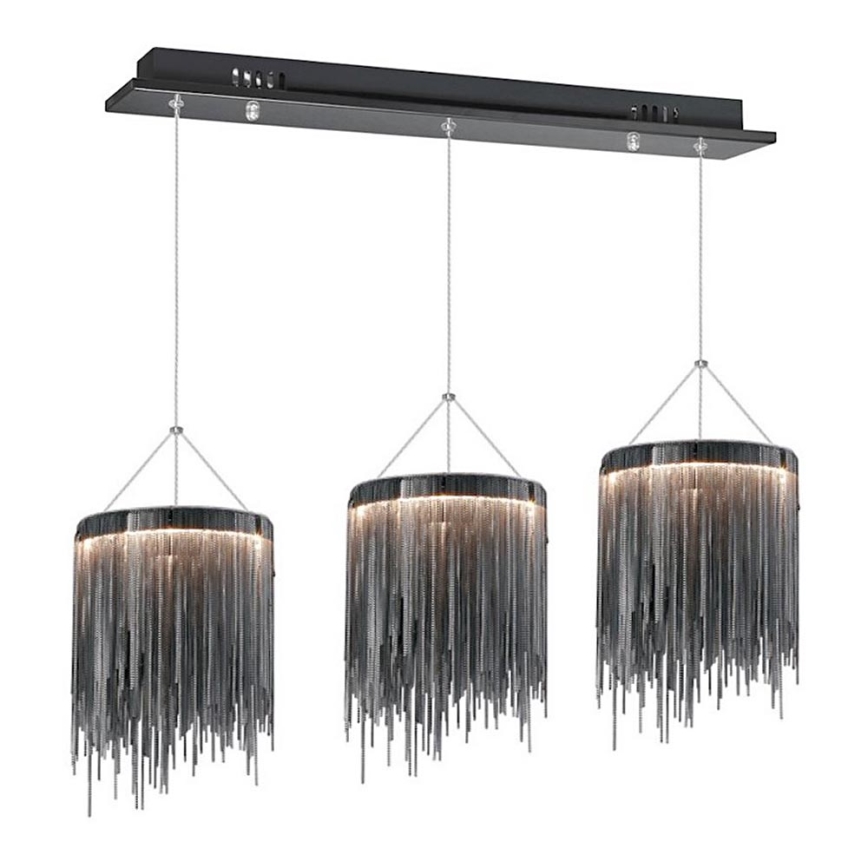 LED Chandelier on a string CASCATA BLACK 3xLED/54W/230V
