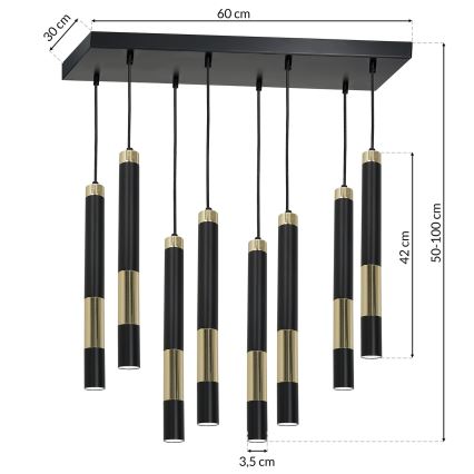 LED Chandelier on a string DALLAS 8xGU10/3W/230V