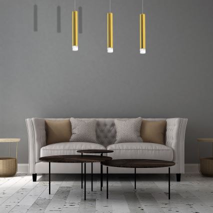 LED Chandelier on a string GOLDIE 3xLED/15W/230V golden
