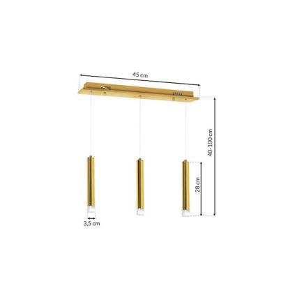 LED Chandelier on a string GOLDIE 3xLED/15W/230V golden