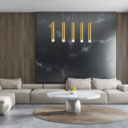 LED Chandelier on a string GOLDIE 5xLED/25W/230V golden