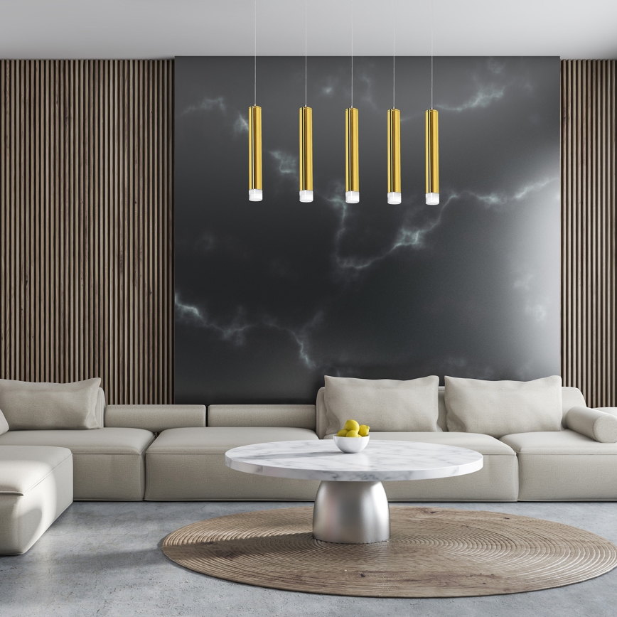 LED Chandelier on a string GOLDIE 5xLED/25W/230V golden