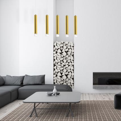 LED Chandelier on a string GOLDIE 5xLED/25W/230V golden