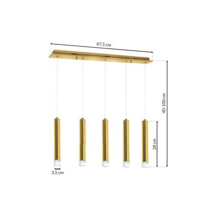 LED Chandelier on a string GOLDIE 5xLED/25W/230V golden