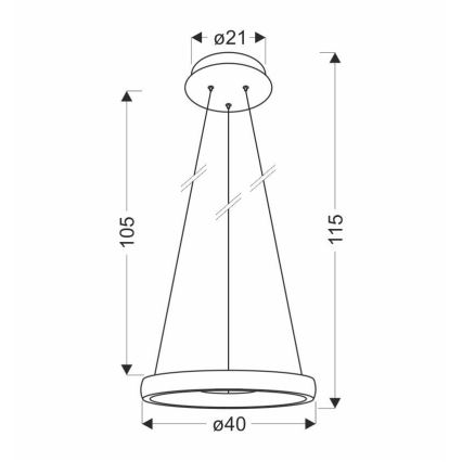 LED Chandelier on a string HASHIM LED/22W/230V d. 40 cm copper