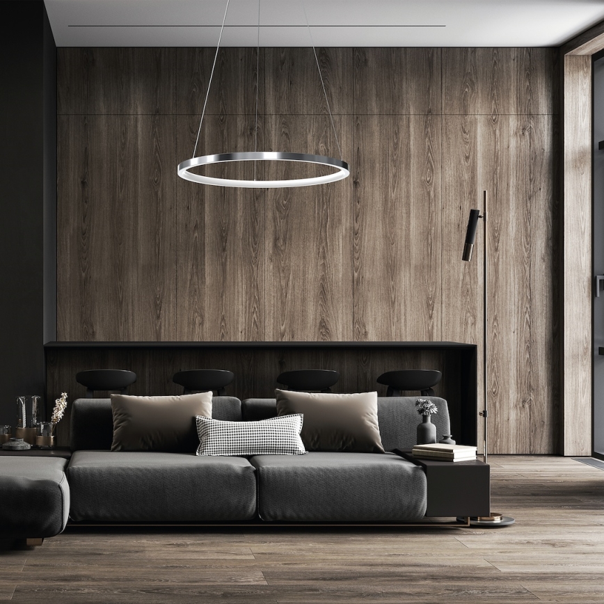 LED Chandelier on a string HOOP LED/27W/230V d. 50 cm 4000K shiny chrome