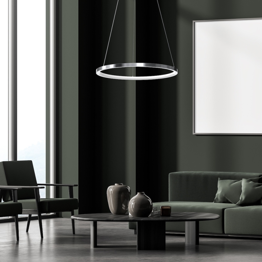 LED Chandelier on a string HOOP LED/27W/230V d. 50 cm 4000K shiny chrome