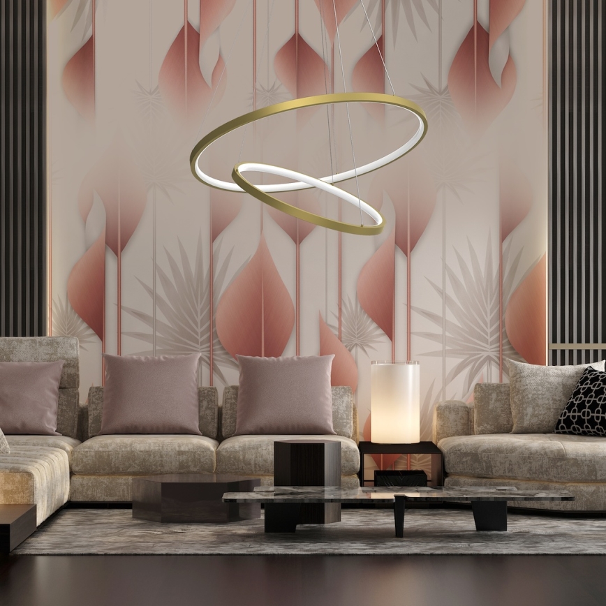 LED Chandelier on a string HOOP LED/51W/230V d. 60 cm 4000K gold