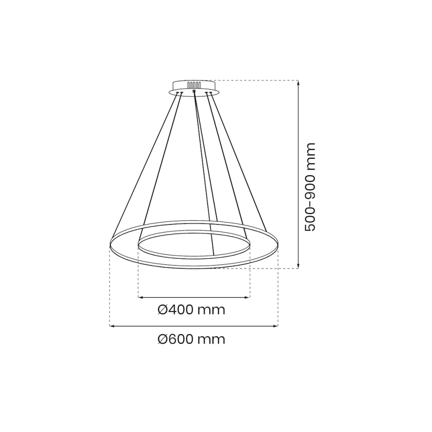 LED Chandelier on a string HOOP LED/51W/230V d. 60 cm 4000K gold