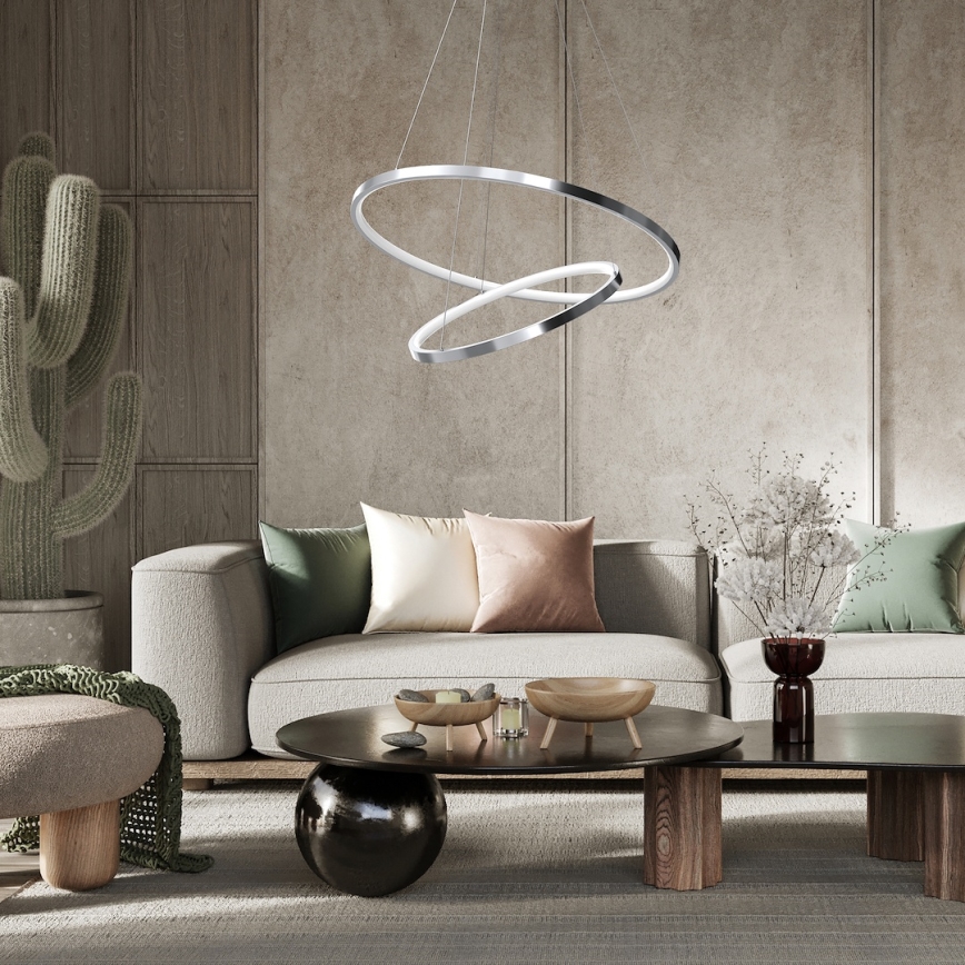 LED Chandelier on a string HOOP LED/51W/230V d. 60 cm 4000K shiny chrome