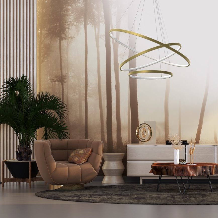 LED Chandelier on a string HOOP LED/93W/230V d. 80 cm 4000K gold