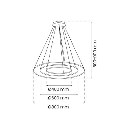 LED Chandelier on a string HOOP LED/93W/230V d. 80 cm 4000K gold