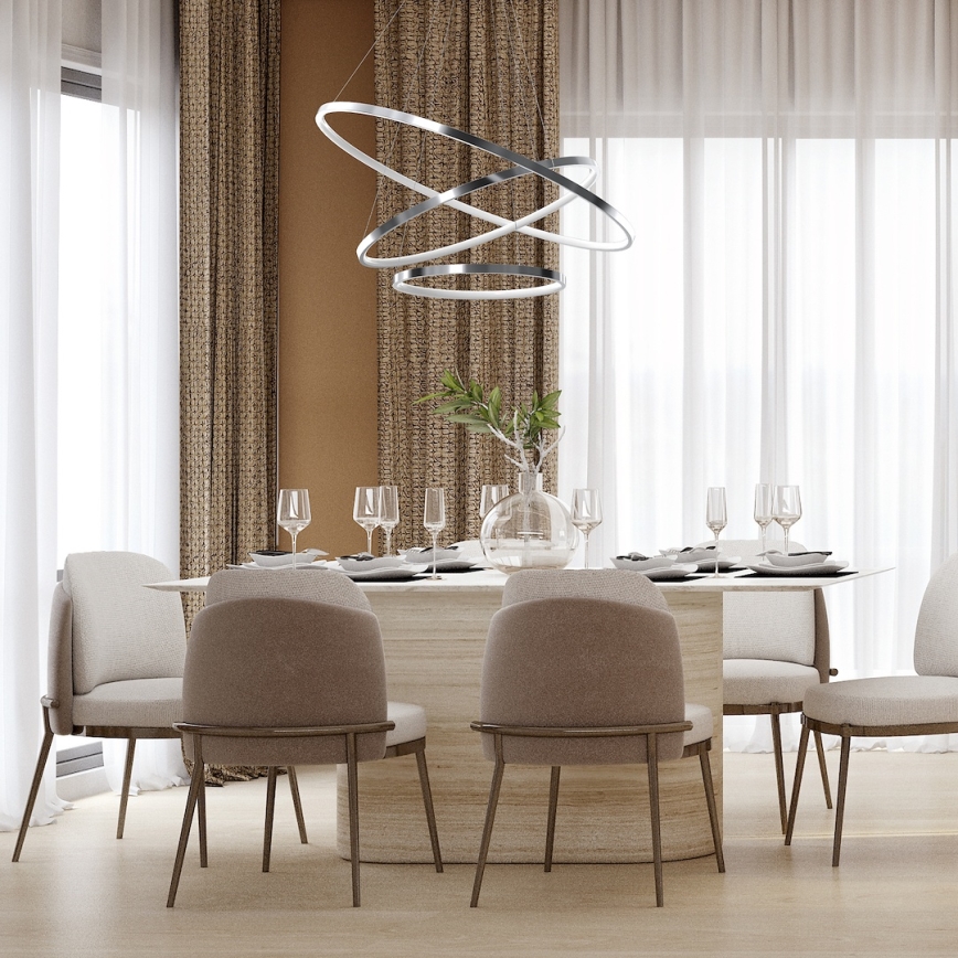 LED Chandelier on a string HOOP LED/93W/230V d. 80 cm 4000K shiny chrome