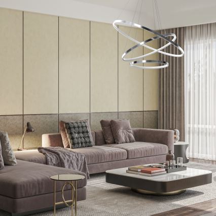 LED Chandelier on a string HOOP LED/93W/230V d. 80 cm 4000K shiny chrome
