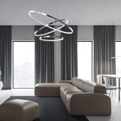 LED Chandelier on a string HOOP LED/93W/230V d. 80 cm 4000K shiny chrome