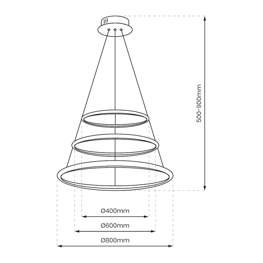 LED Chandelier on a string HOOP LED/93W/230V d. 80 cm 4000K shiny chrome