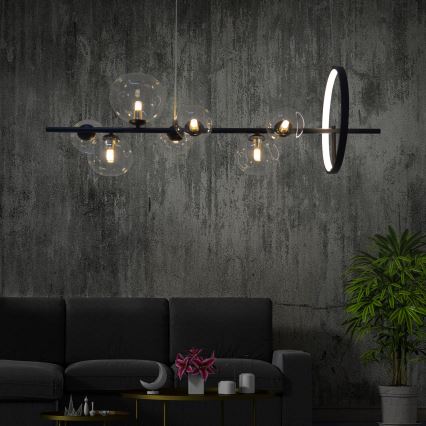 LED Chandelier on a string HYBRID LED/15W/230V + 7xG9/6W 4000K black