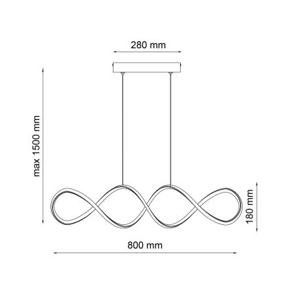 LED Chandelier on a string INFINITO LED/34W/230V black
