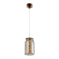 LED Chandelier on a string JAR LED/5W/230V copper/wood