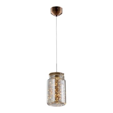 LED Chandelier on a string JAR LED/5W/230V copper/wood