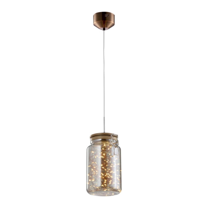 LED Chandelier on a string JAR LED/5W/230V copper/wood