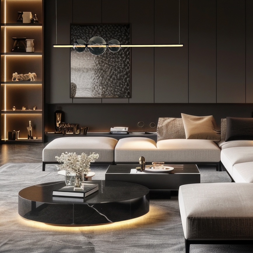 LED Chandelier on a string KUGEL LED/30W/230V black