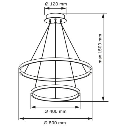 LED Chandelier on a string LEA LED/35W/230V 4000K d. 60 cm matte chrome