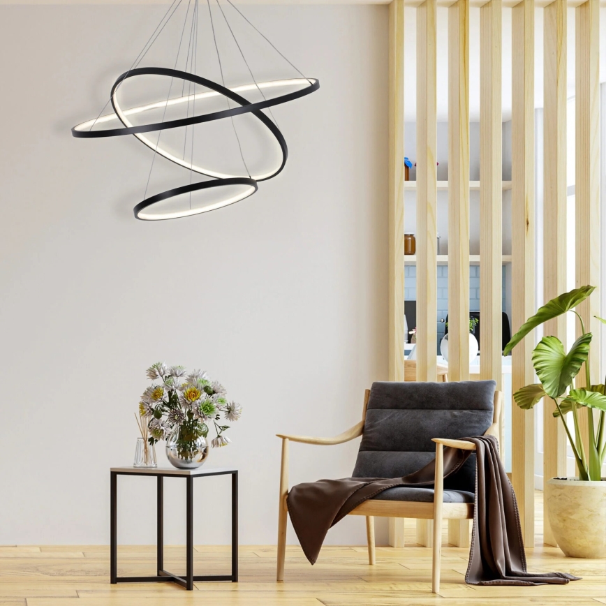 LED Chandelier on a string LEA LED/60W/230V 4000K d. 80 cm black