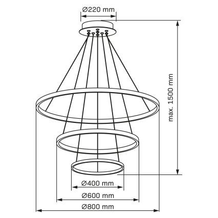 LED Chandelier on a string LEA LED/60W/230V 4000K d. 80 cm black