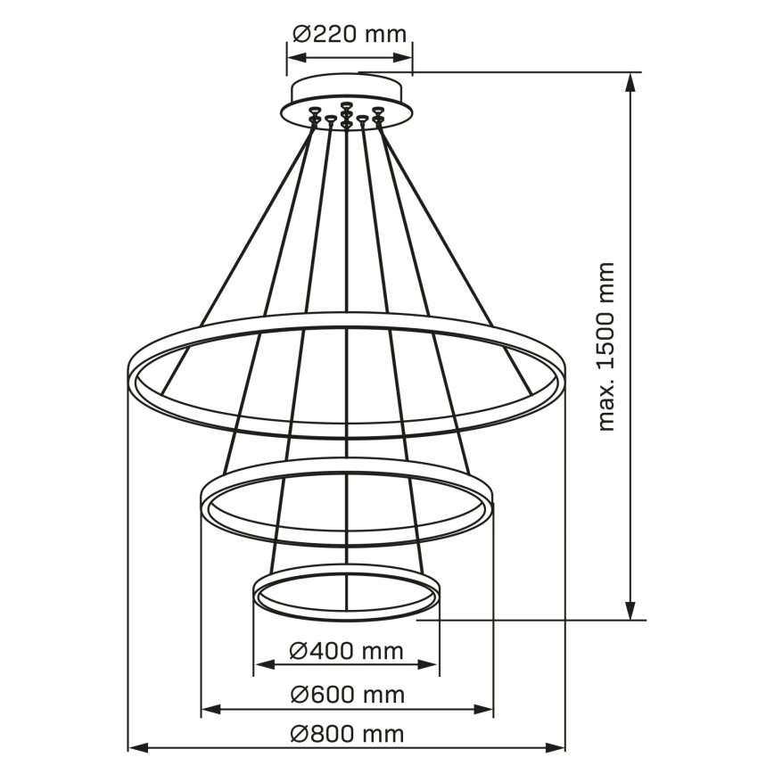 LED Chandelier on a string LEA LED/60W/230V 4000K d. 80 cm black