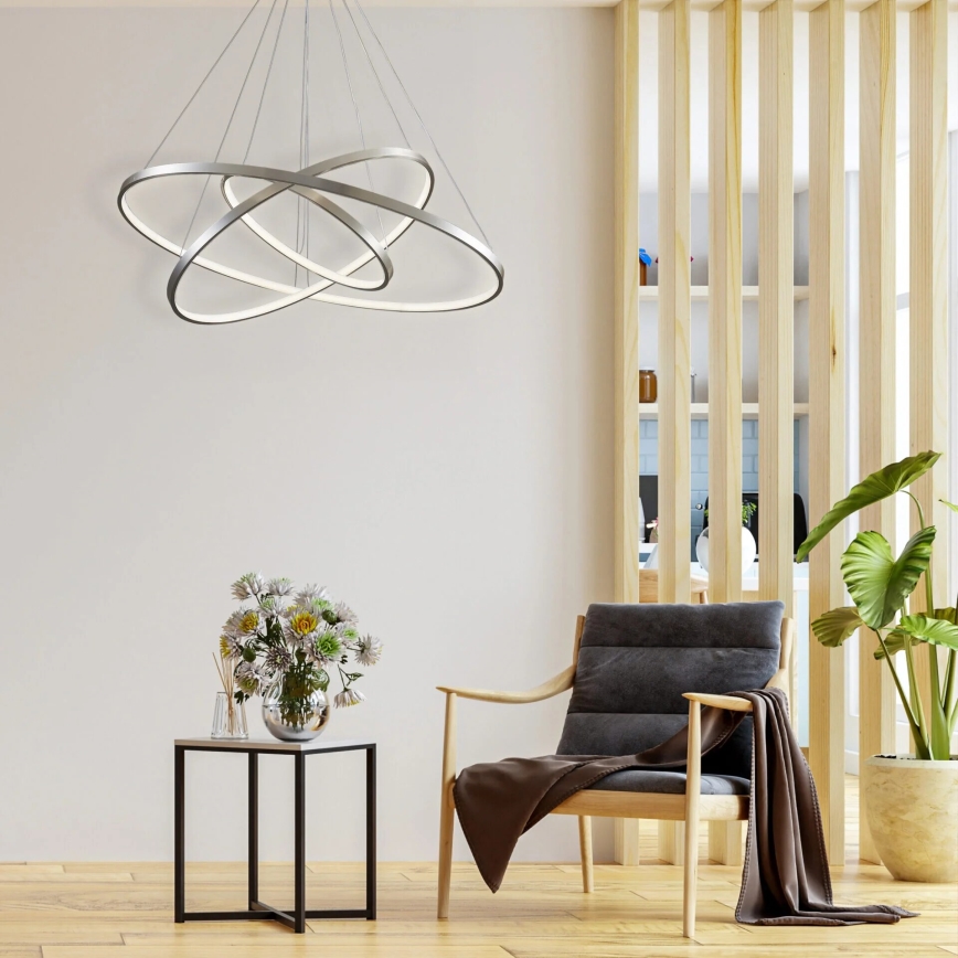 LED Chandelier on a string LEA LED/60W/230V 4000K d. 80 cm matte chrome
