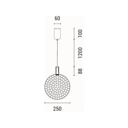 LED Chandelier on a string LED/10W/230V 3000K shiny chrome d. 35 cm