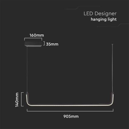 LED Chandelier on a string LED/12W/230V 4000K 90 cm black