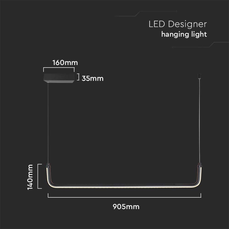 LED Chandelier on a string LED/12W/230V 4000K 90 cm black