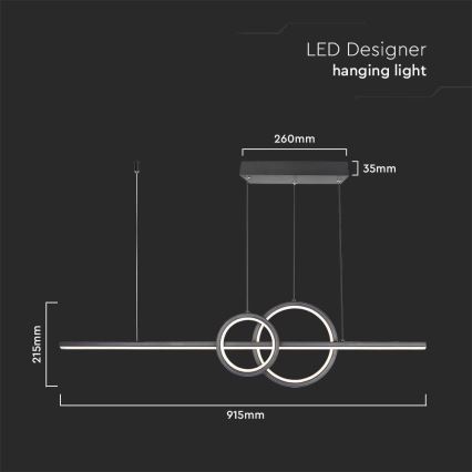 LED Chandelier on a string LED/15W/230V 4000K 80 cm black
