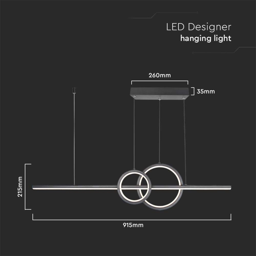 LED Chandelier on a string LED/15W/230V 4000K 80 cm black