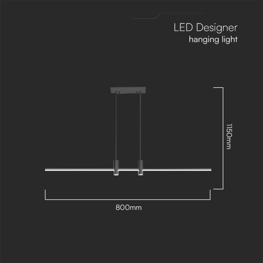 LED Chandelier on a string LED/19W/230V 3000K black